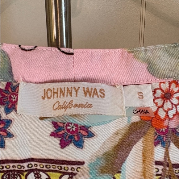 Johnny Was Gorgeous Pink and Blue Floral Kimono with Tie Front, Ruffles - Picture 2 of 11